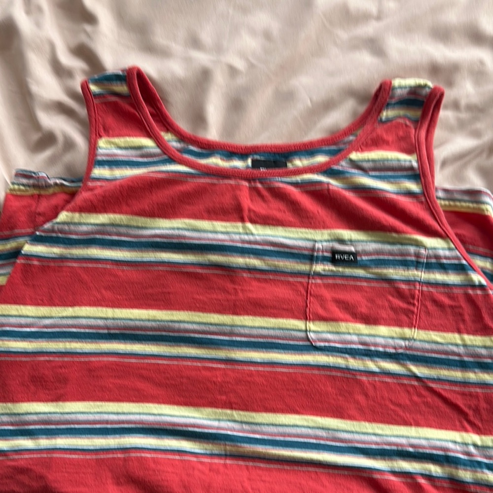 RVCA Red multiple color Striped Tank Top
